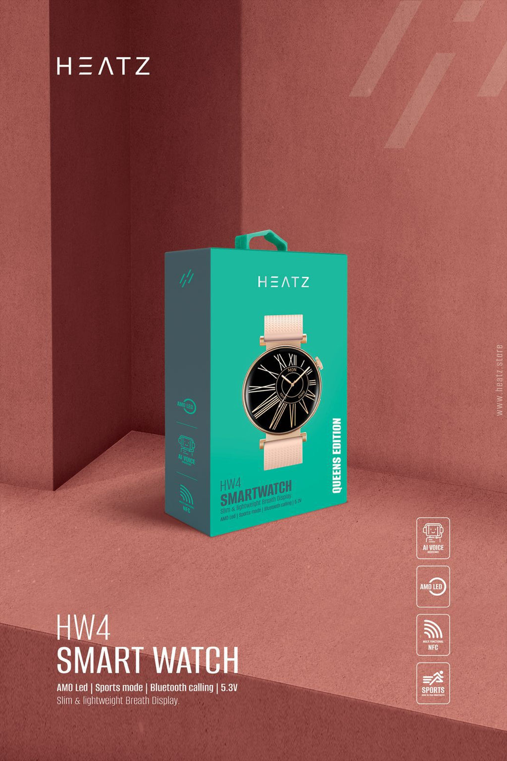 HEATZ HW4 | Smart Watch with AMOLED Display & Bluetooth Calling