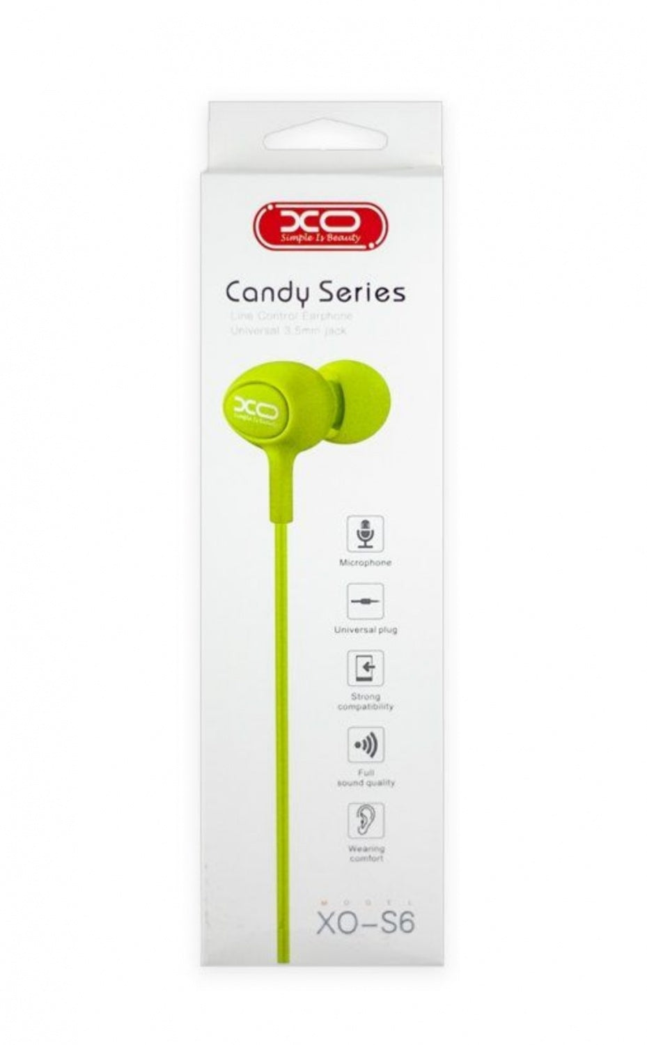 XO Candy Series Wired Earphones – XO-S6 with Mic (3.5mm Jack)