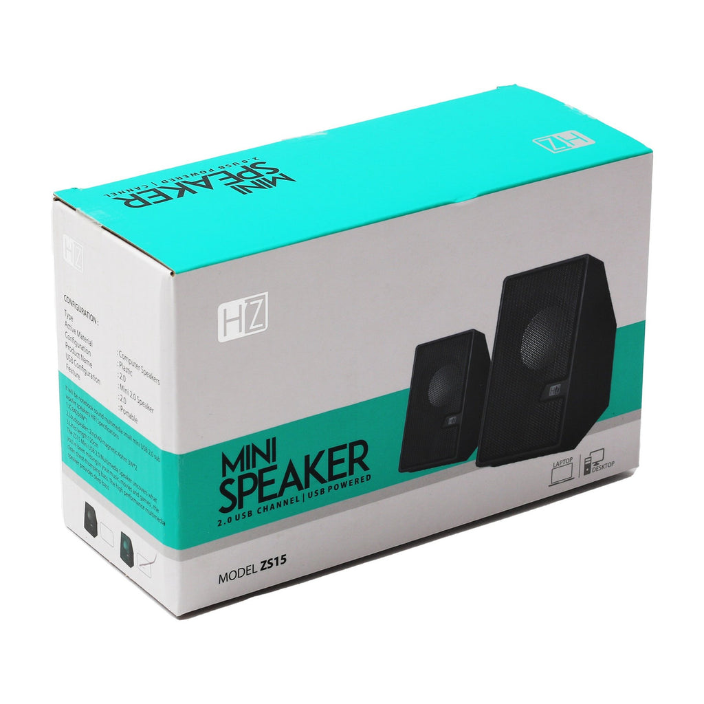 HEATZ ZS15 Mini Speaker – 2.1 USB Channel, USB Powered, AUX Wired Connection